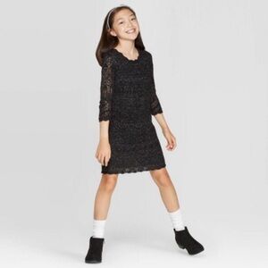 Cat & Jack 3/4 Sleeve Shine Crochet Sweater Dress